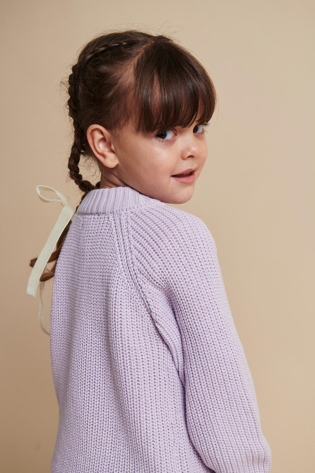 KLASSISK STRIKKET BLUSE - LAVENDER