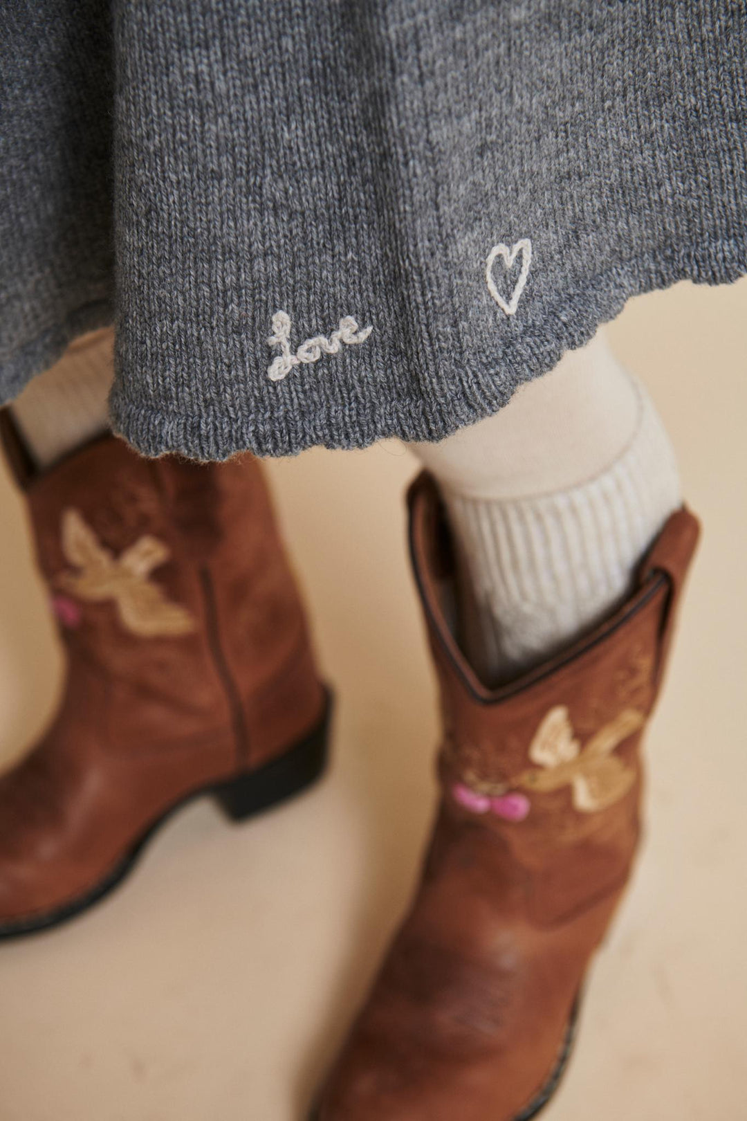 CASHMERE NEDERDEL M. BRODERI - GREY MEL