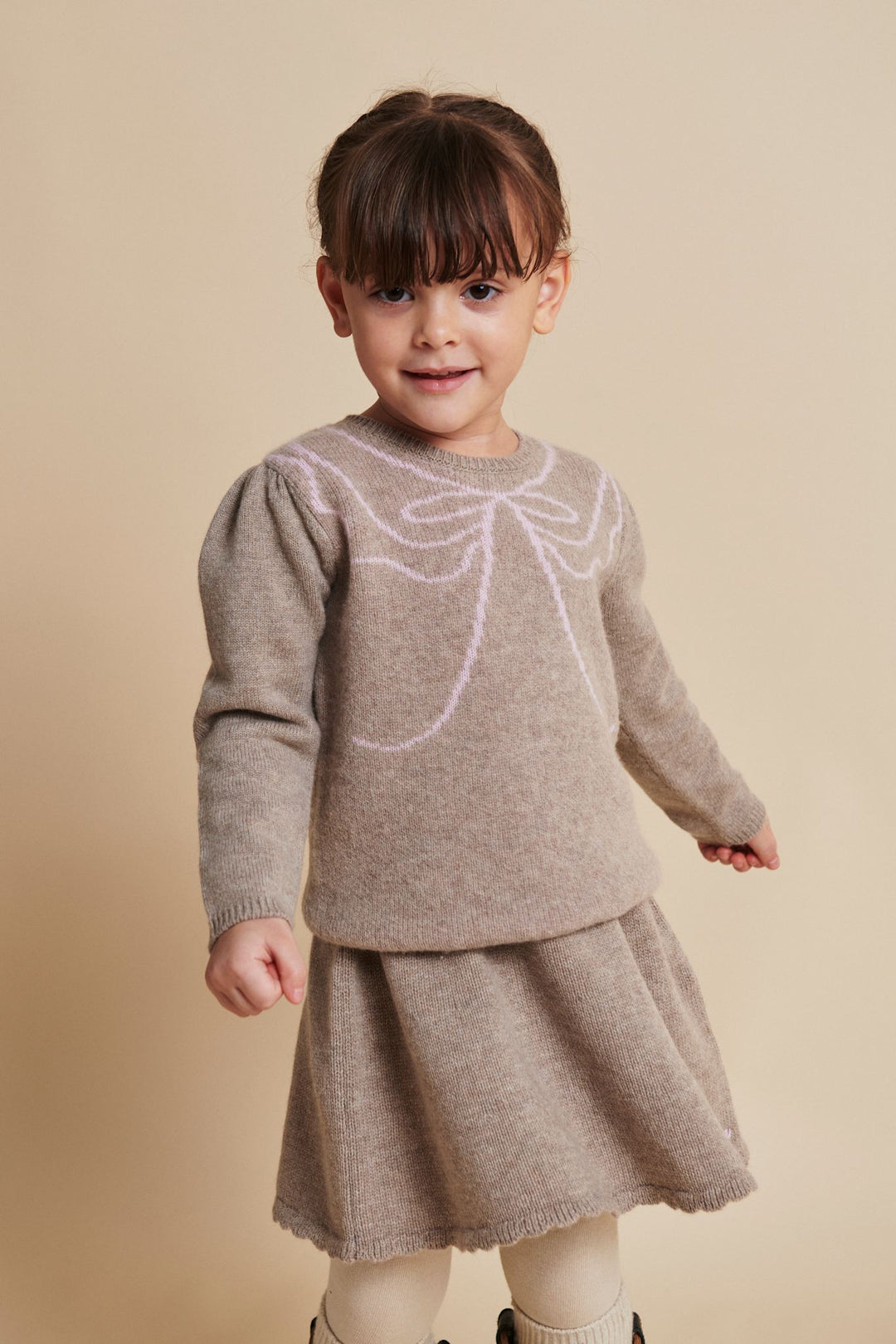 CASHMERE SLØJFE BLOUSE - SAND/BUBBLEGUM COMB.
