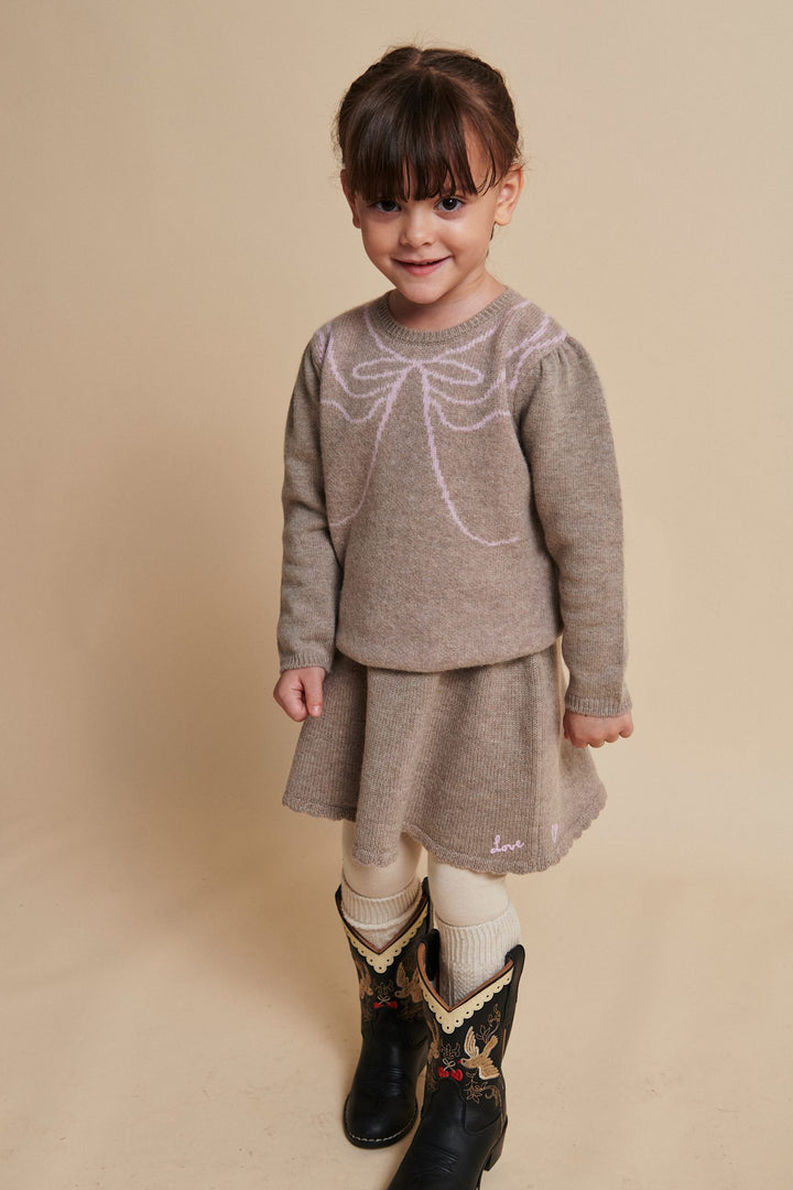 CASHMERE SLØJFE BLOUSE - SAND/BUBBLEGUM COMB.