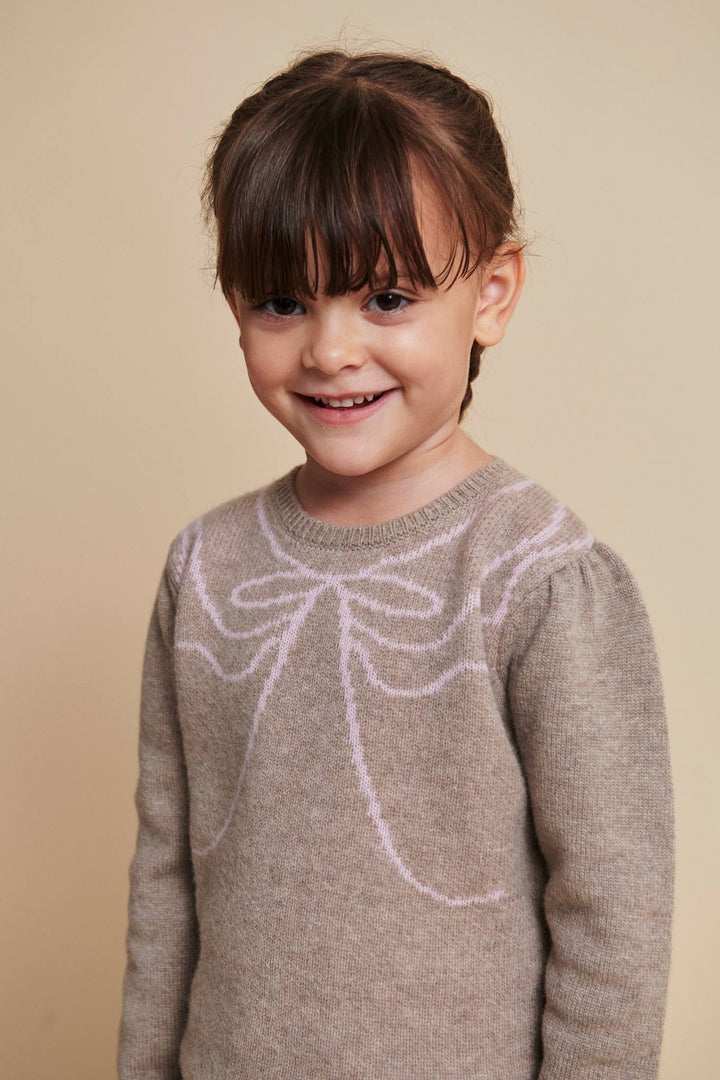 CASHMERE SLØJFE BLOUSE - SAND/BUBBLEGUM COMB.