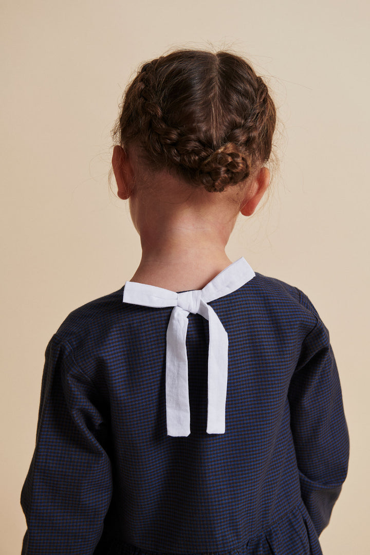 TERNET KJOLE M. SLØJFE - BROWN BLUE CHECK COMB