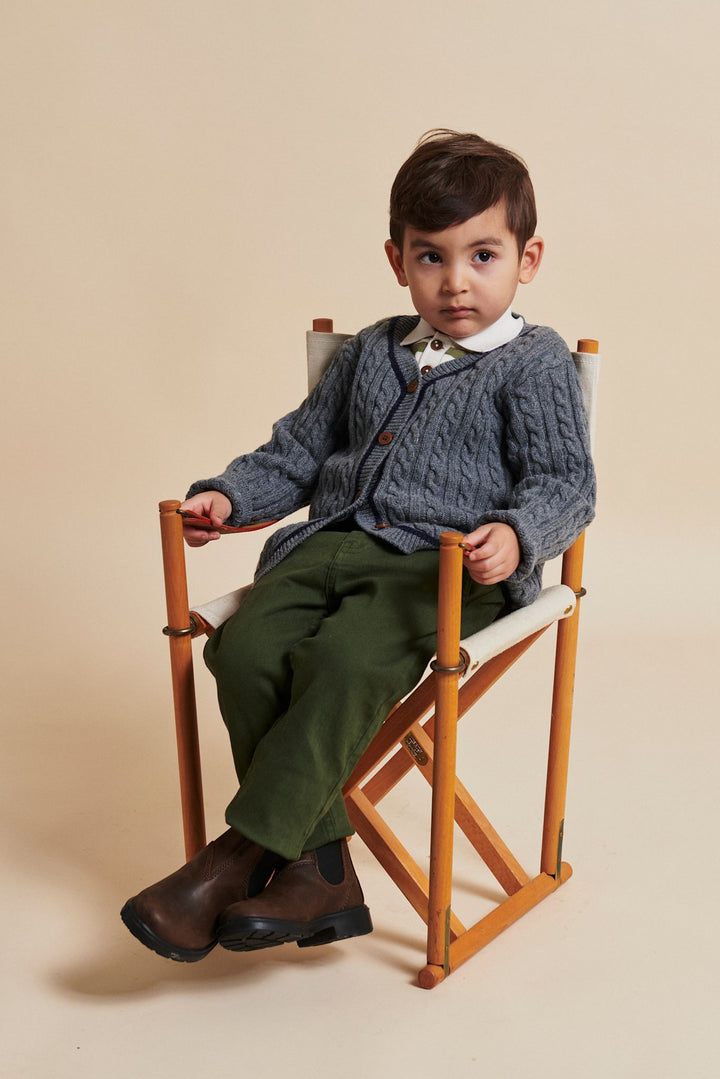 LAMMEULDS MORFAR CARDIGAN - DK GREY/NAVY COMB.