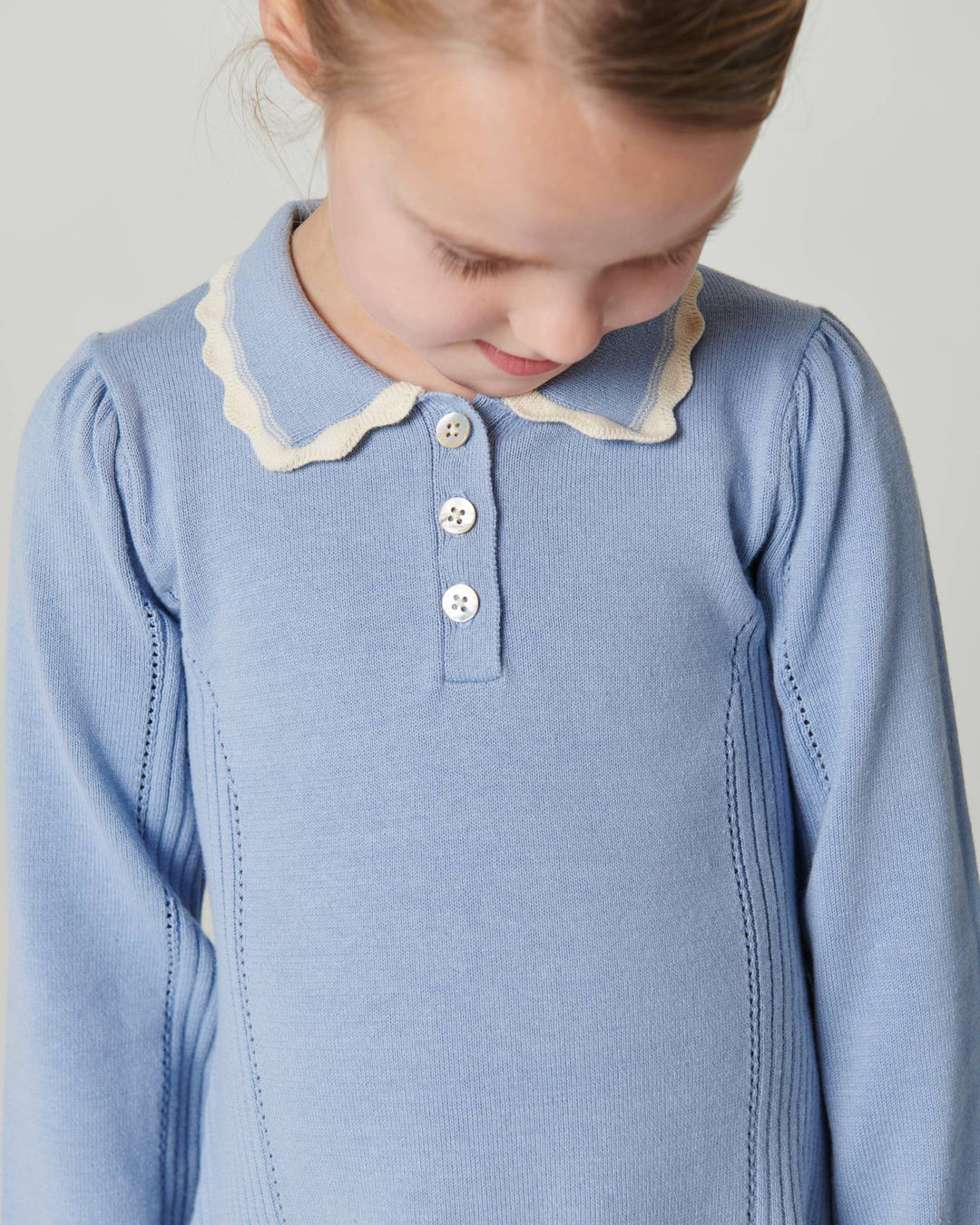 Strikket A-Shape Kjole m. Krave - Endless Blue Comb.