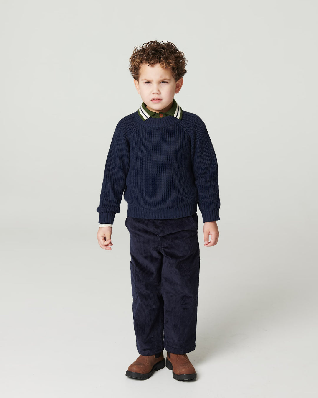 Strikket Vaffelstruktur Polo - Dk. Green Comb.