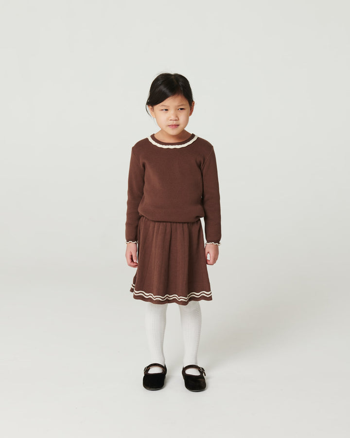 Strikket Tennis Nederdel - Walnut Comb.