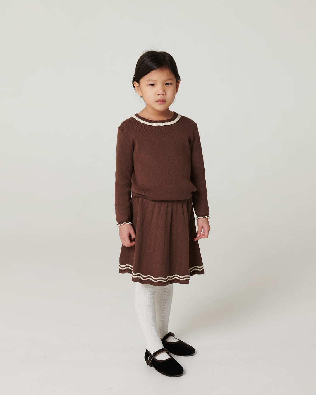 Strikket Tennis Nederdel - Walnut Comb.