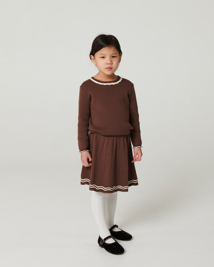 Strikket Tennis Nederdel - Walnut Comb.