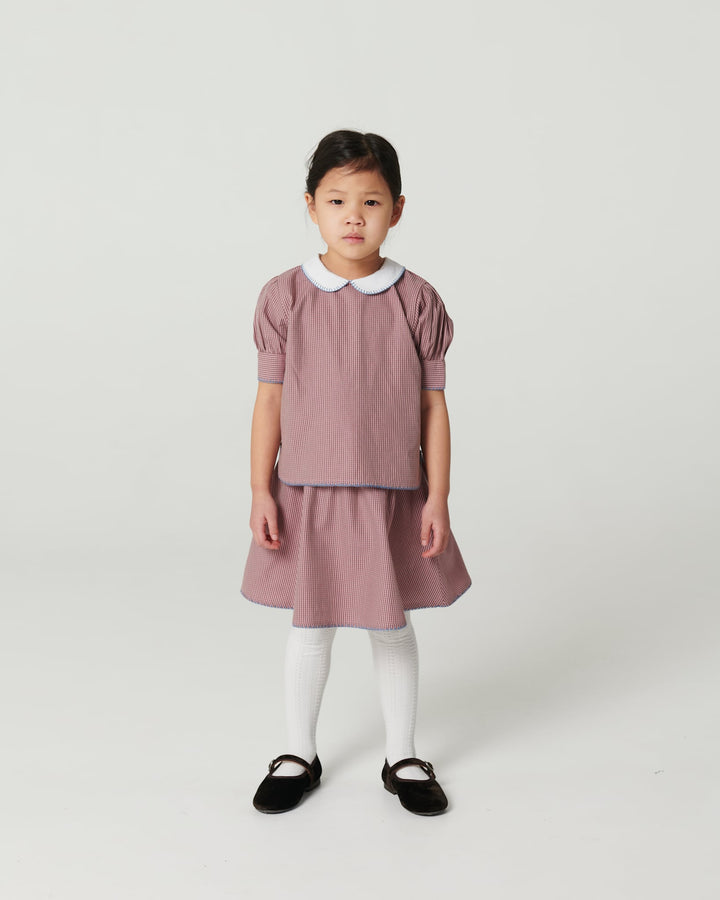 Ternet Sæt m. Bluse & Nederdel - Winter Rose Check Comb.