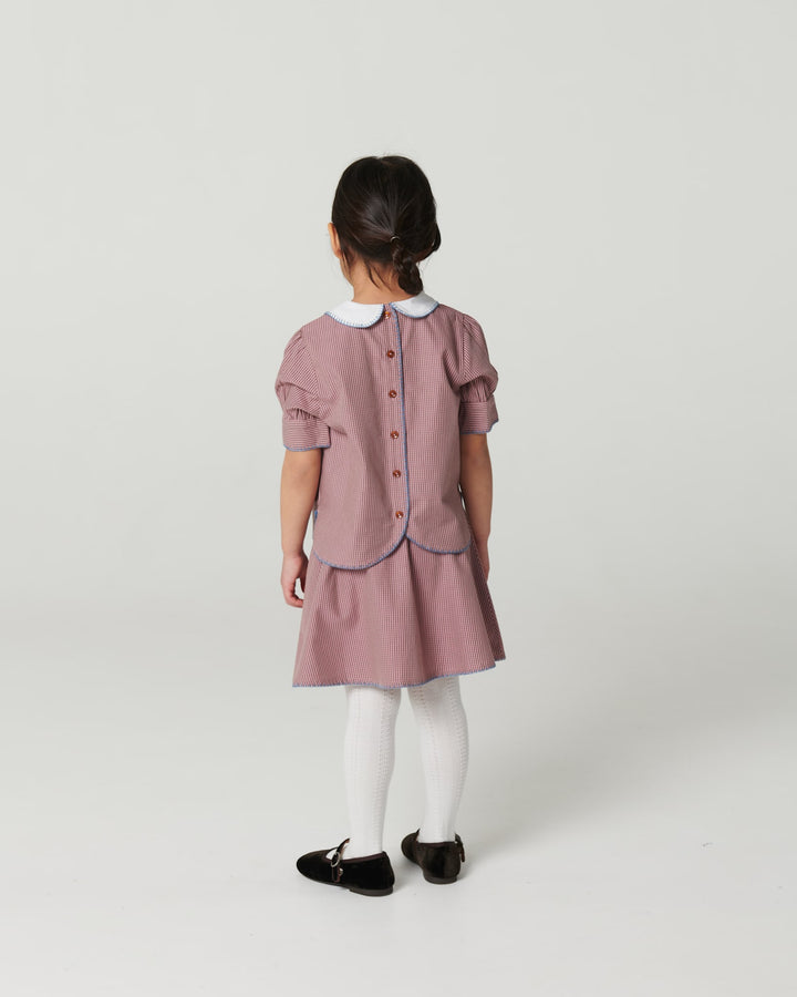 Ternet Sæt m. Bluse & Nederdel - Winter Rose Check Comb.