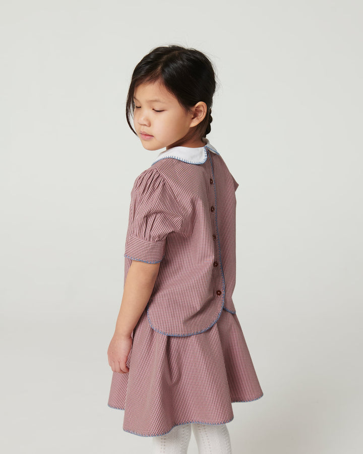 Ternet Sæt m. Bluse & Nederdel - Winter Rose Check Comb.
