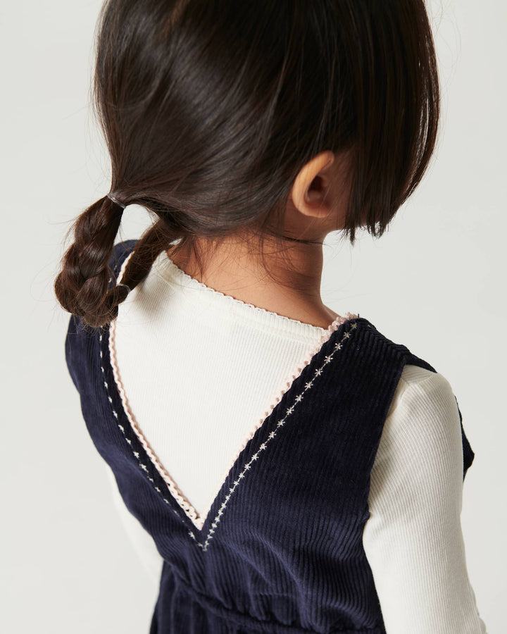 Fløjls Heldragt m. Broderi - Navy