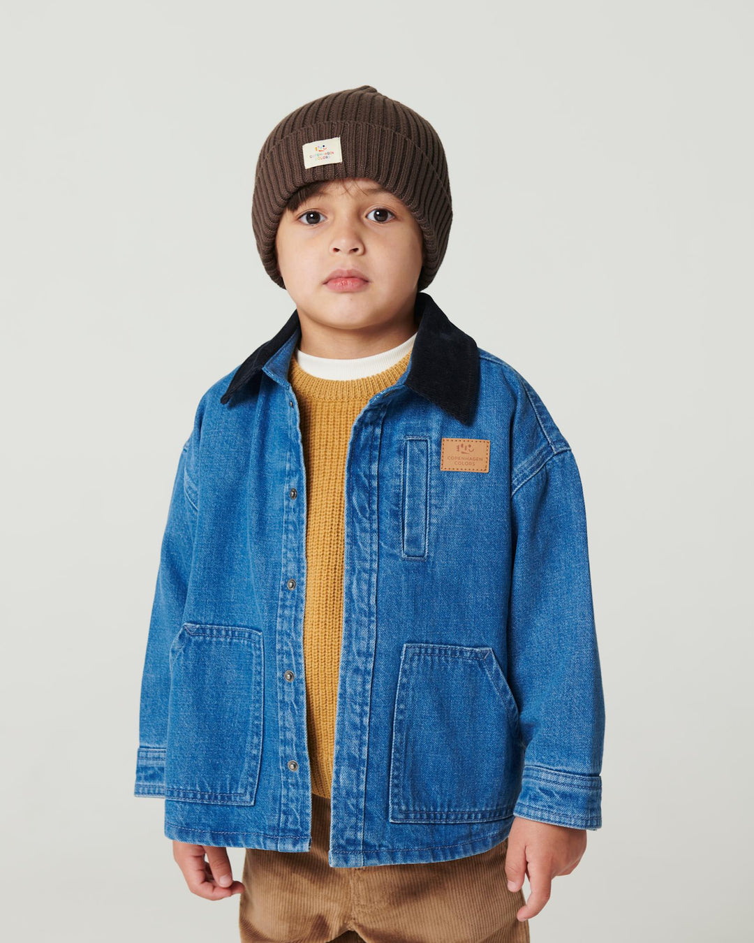 Denim Jakke m. Lining & Fløjls Krave - Indigo Blue Washed w. Navy Blazer Corduroy