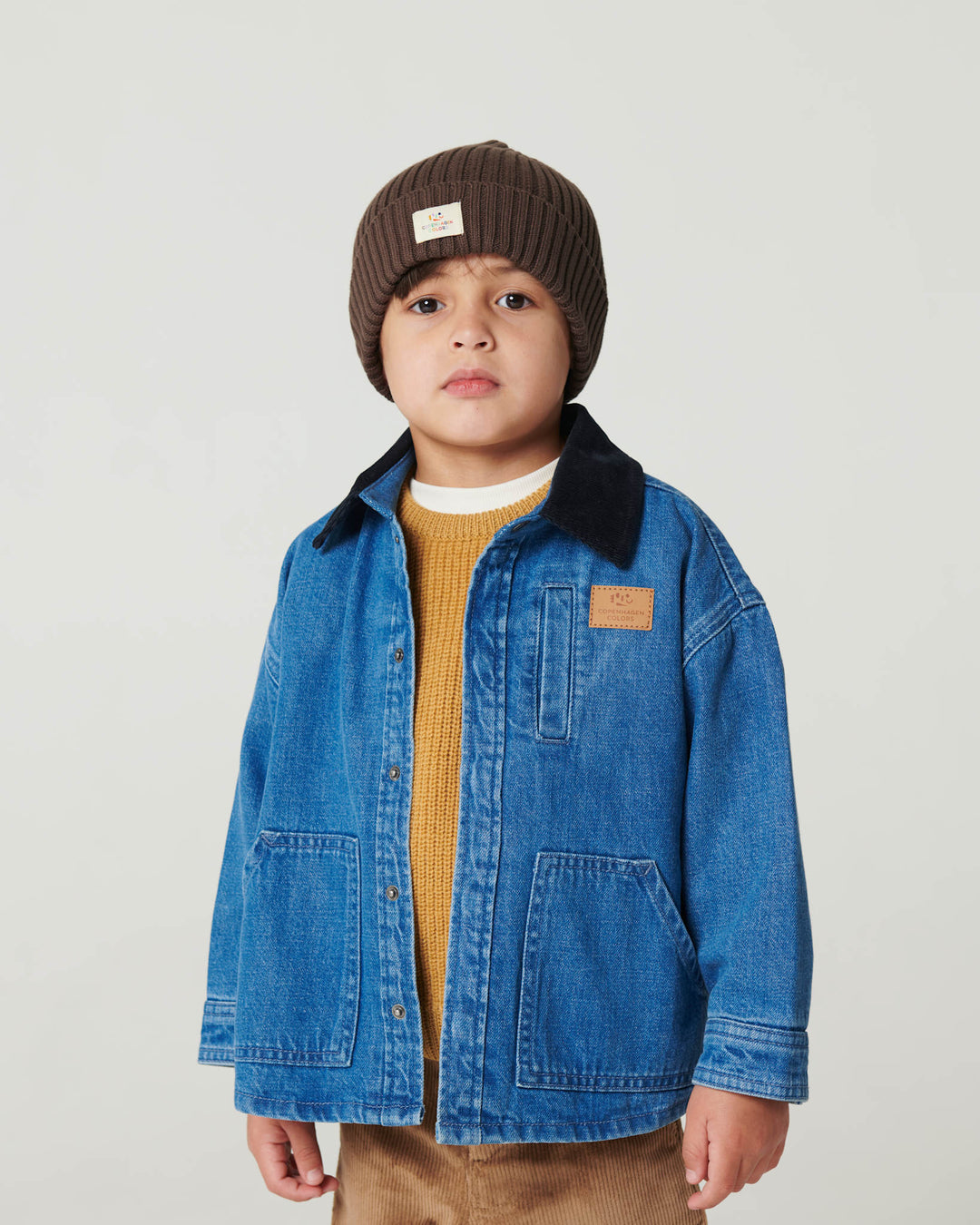 Denim Jakke m. Lining & Fløjls Krave - Indigo Blue Washed w. Navy Blazer Corduroy