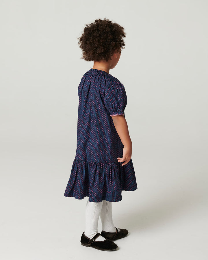 Printet Kjole m. Lommer - Navy Flower Aop