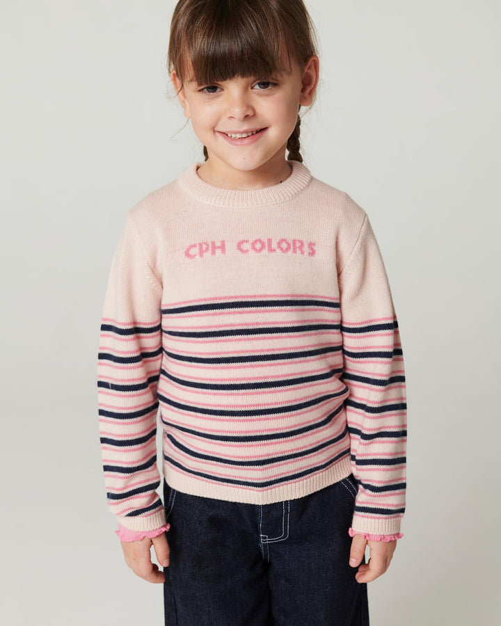 Merino Striketrøje - Soft Pink Comb.