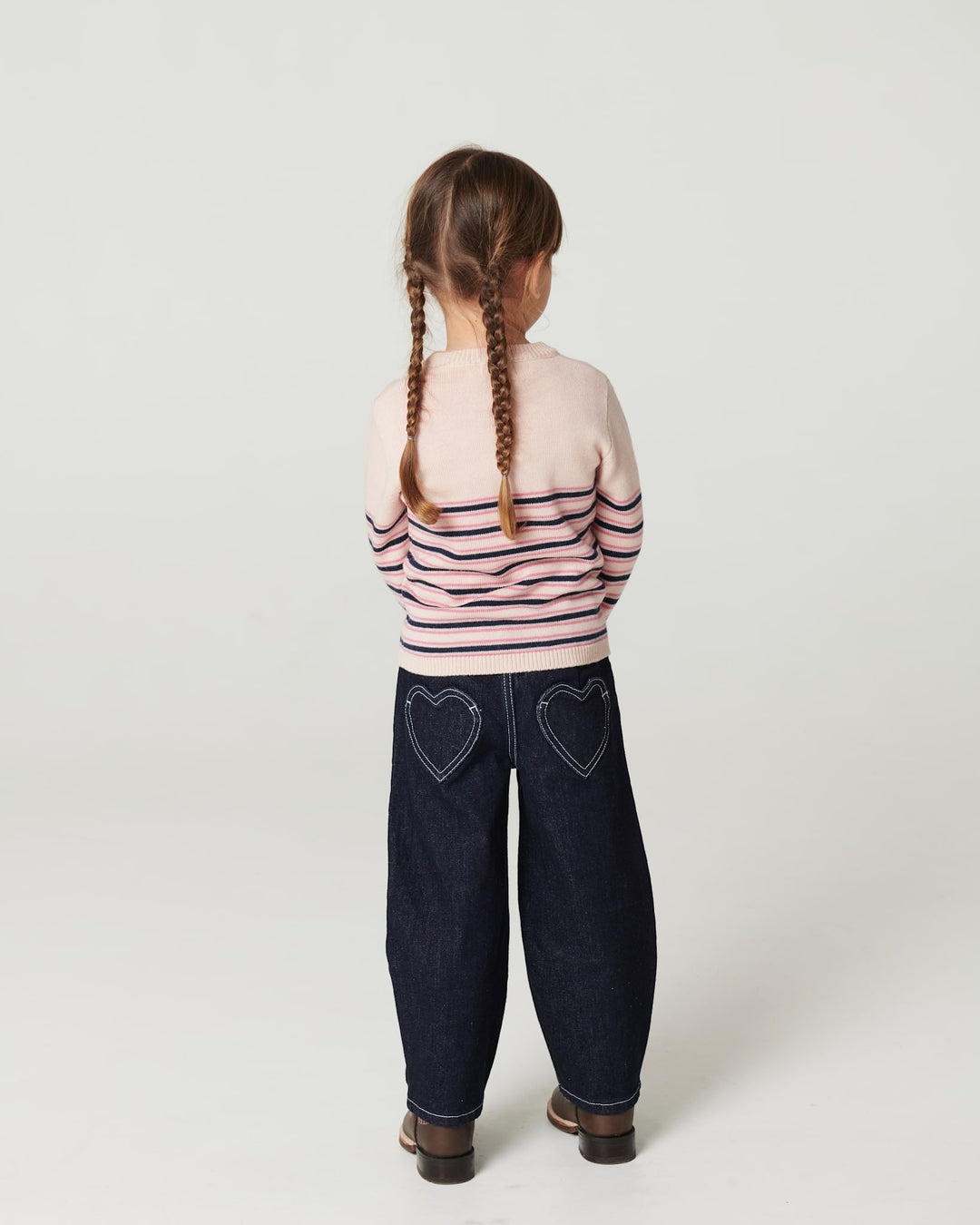 Økologiske Ballon Denim Bukser m. Hjerte Baglommer - Raw Denim