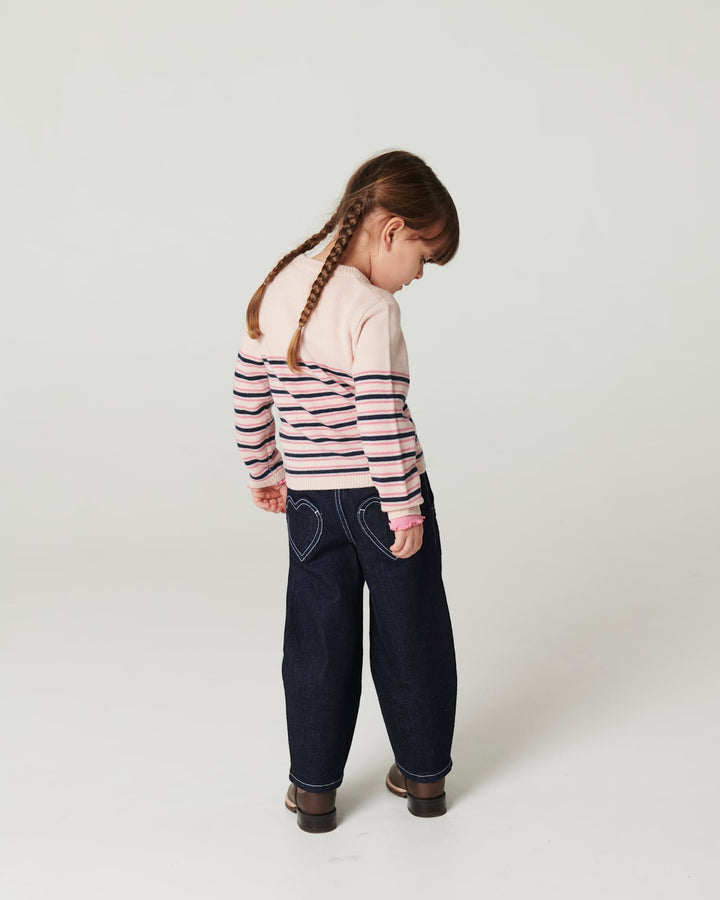Økologiske Ballon Denim Bukser m. Hjerte Baglommer - Raw Denim