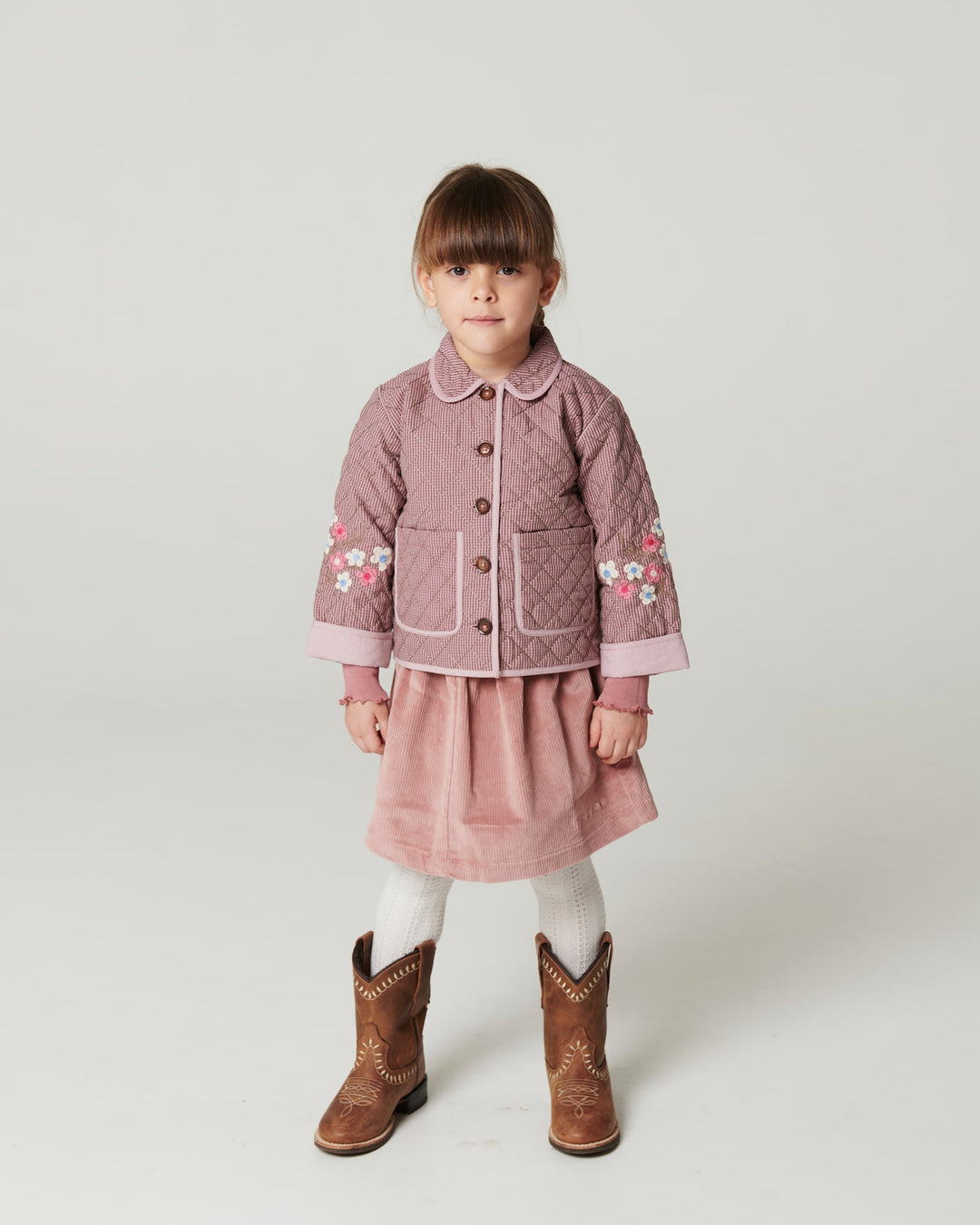 Ternet Quiltjakke m. Broderi - Winter Rose Check Comb.