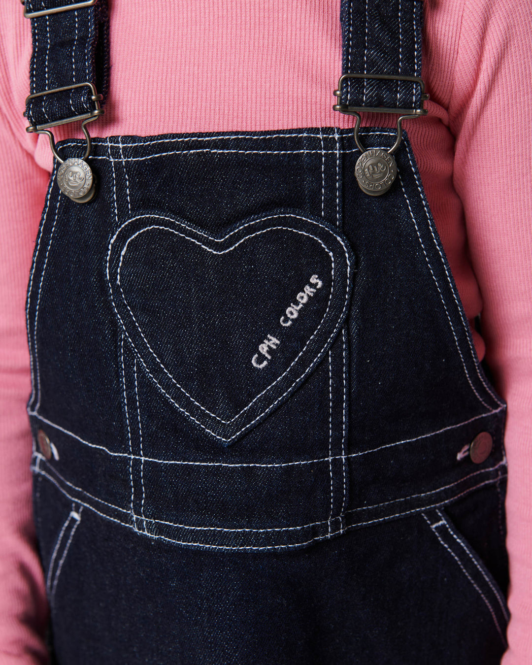 Økologisk Denim Spencerkjole m. Hjert - Raw Denim