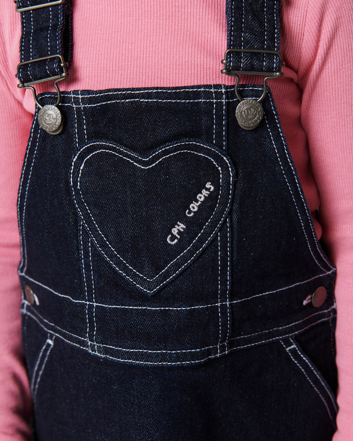 Økologisk Denim Spencerkjole m. Hjert - Raw Denim