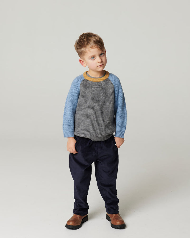 Strikket Unisex Bluse i Merino Uld - Grey Melange Comb.