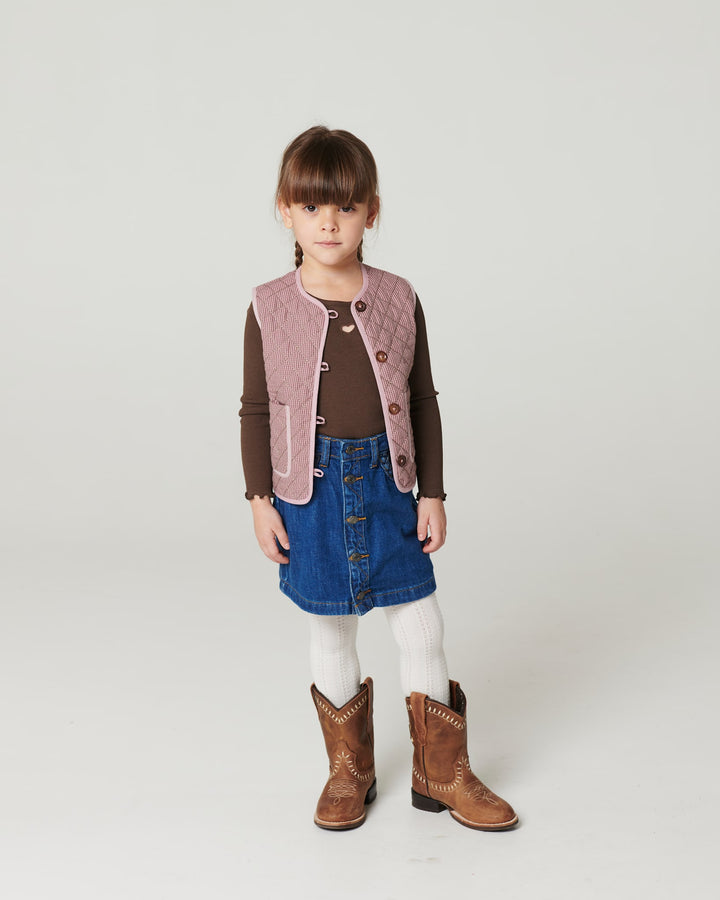 Denimnederdel m. Flettede Detaljer - Indigo Blue Wash