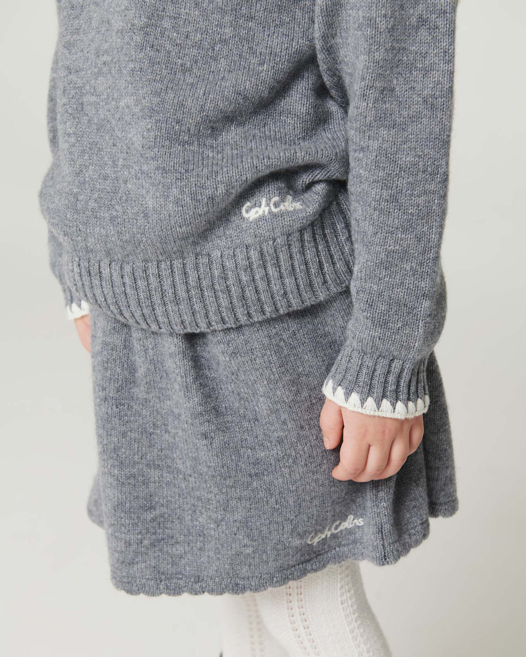 Bluse m. Krave & Deco Detaje - Grey Melange Comb.