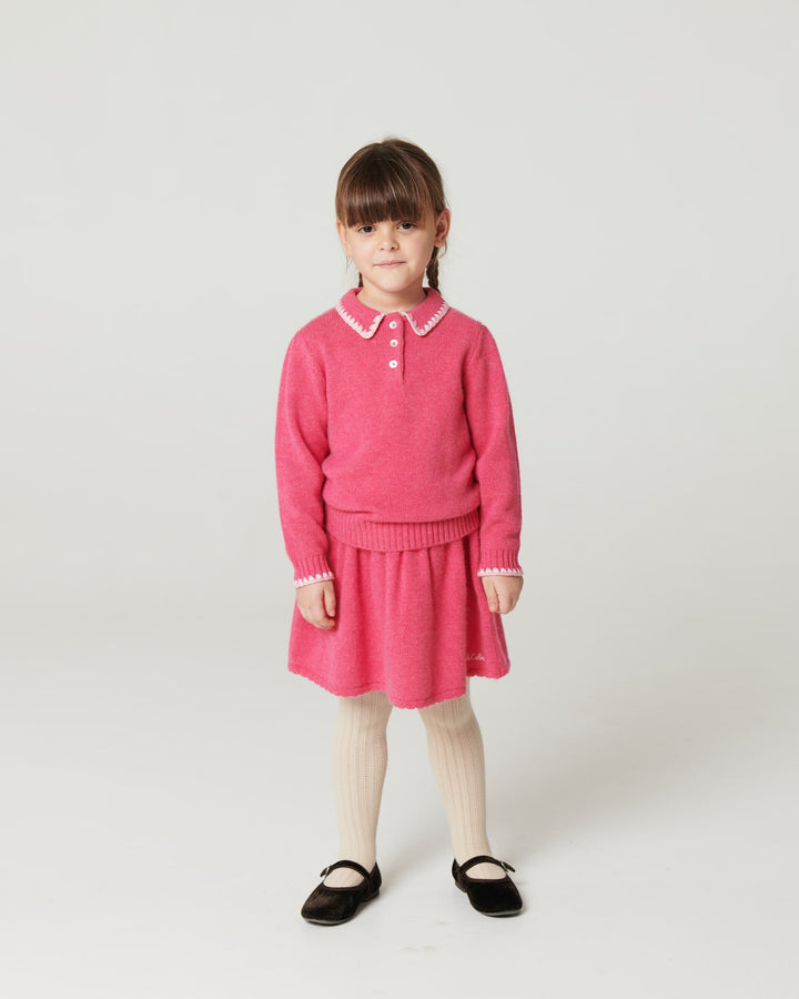 Bluse m. Krave & Deco Detaje - Fuschsia Comb.