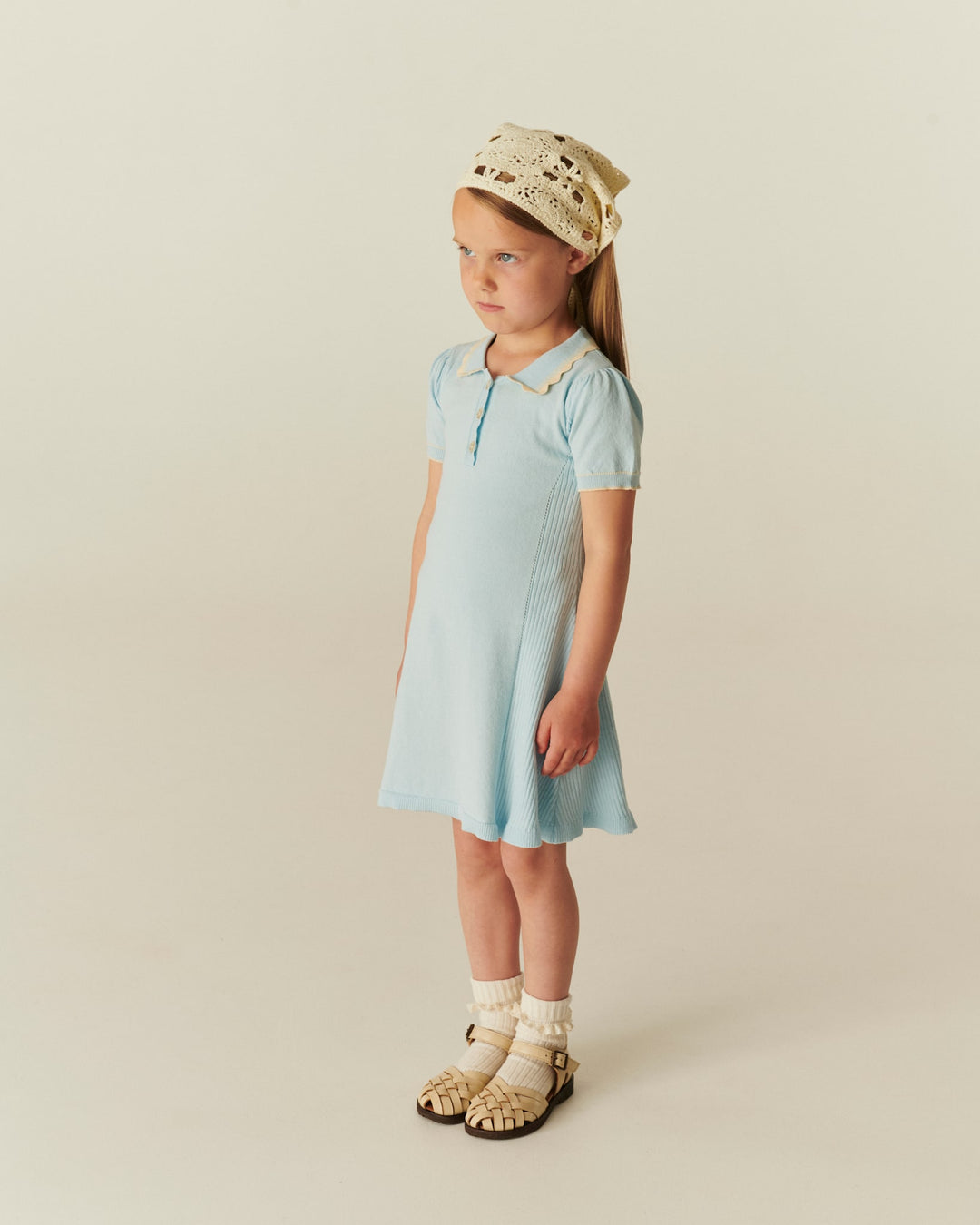 STRIKKET KJOLE - ICE BLUE COMB