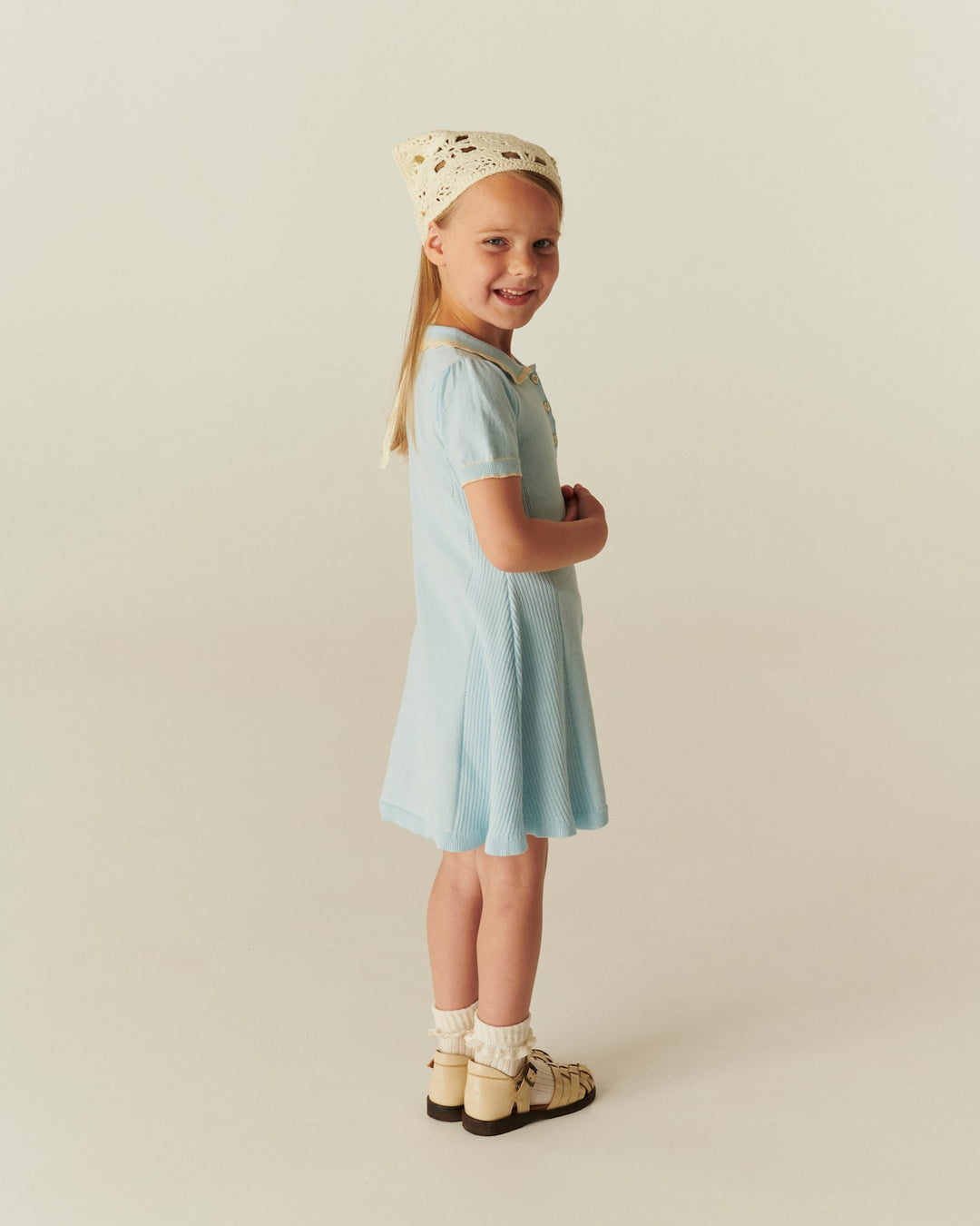 STRIKKET KJOLE - ICE BLUE COMB