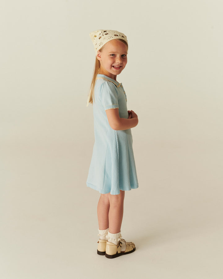 STRIKKET KJOLE - ICE BLUE COMB