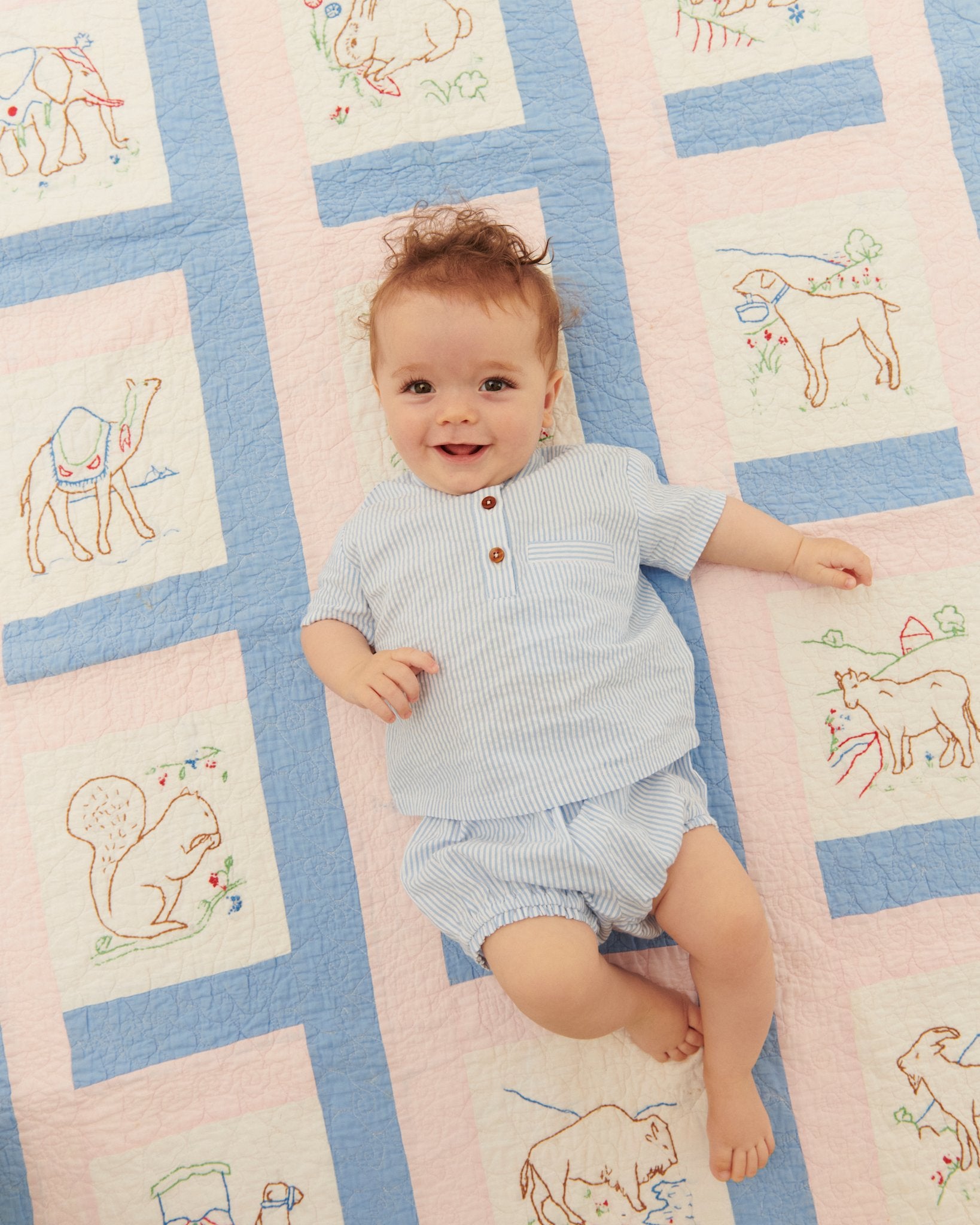 BÆK AND BØLGE BABY SET - SKY BLUE W CREAM STRIPE