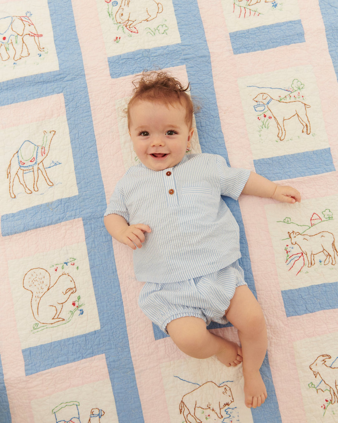 BÆK AND BØLGE BABY SET - SKY BLUE W CREAM STRIPE