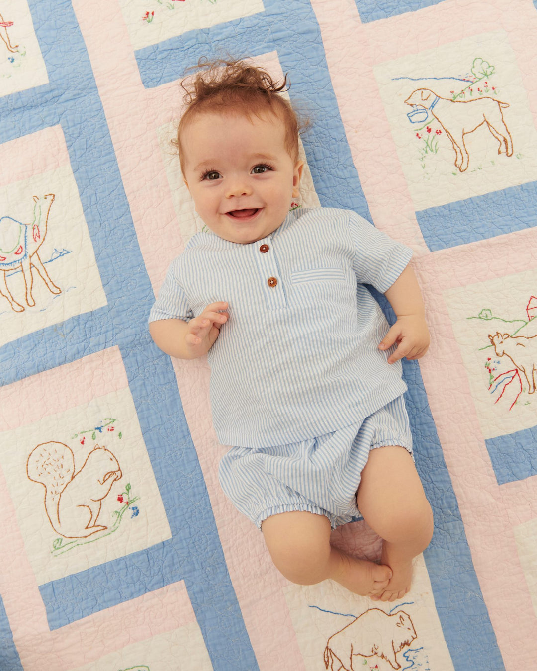 BÆK AND BØLGE BABY SET - SKY BLUE W CREAM STRIPE