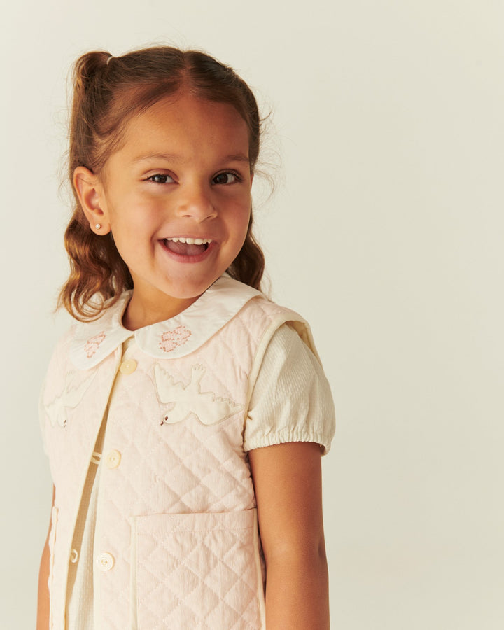 QUILTED VEST M. MØNSTER - DUSTY ROSE COMB.