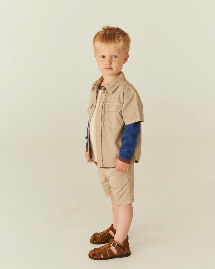 TWILL SHORTS MED OPLÆG - BEIGE