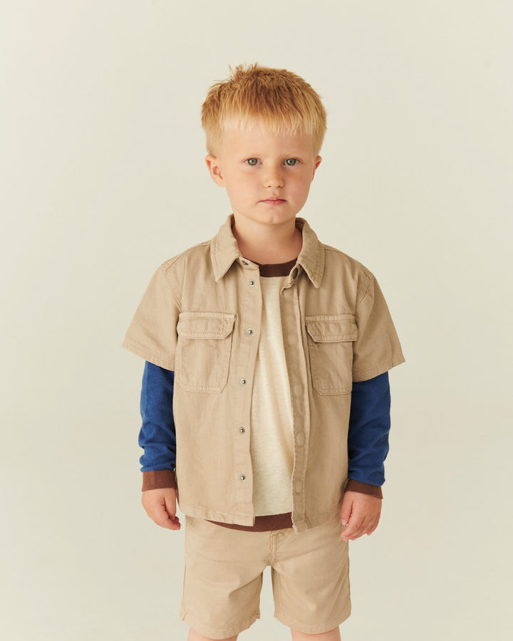 TWILL SHORTS MED OPLÆG - BEIGE