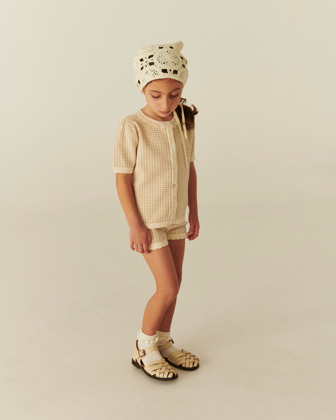 TERNET JACQUARD CARDIGAN - BEIGE CHECK