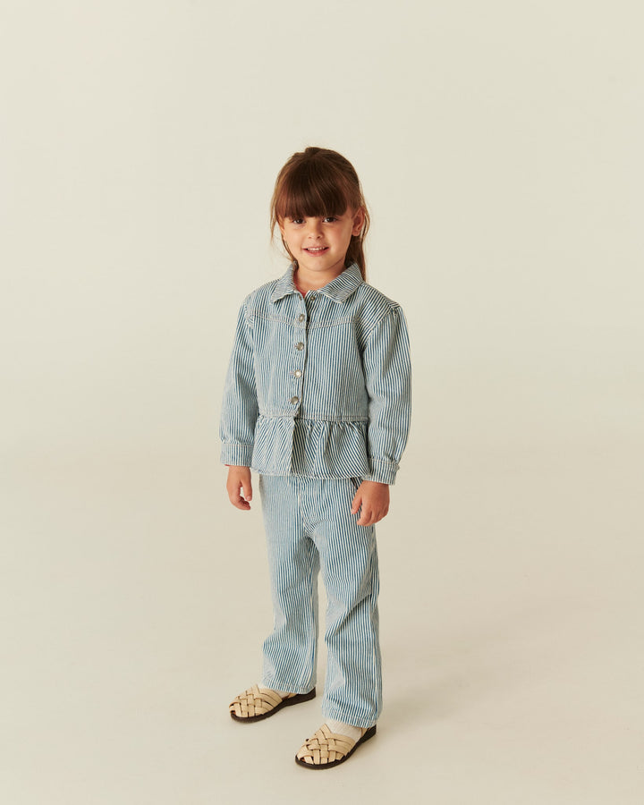 STRIBET DENIM BUKS M BRODERI - DENIM BLUE STRIPE