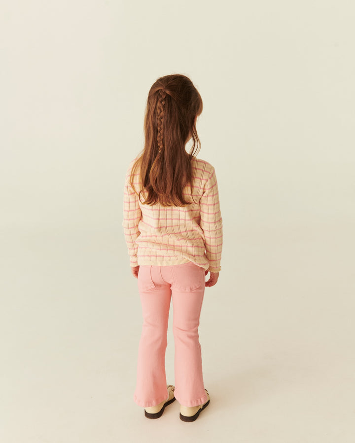 STRIKKET STRIBET POINTELLE BLUSE - PINK COMB.