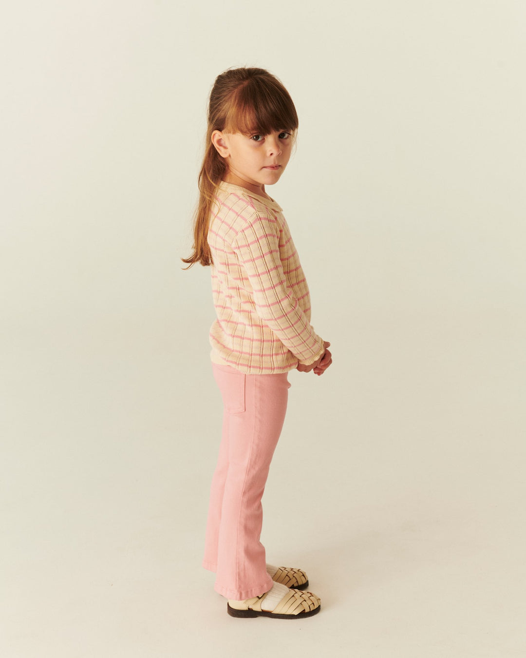 STRIKKET STRIBET POINTELLE BLUSE - PINK COMB.