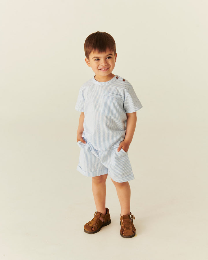 BÆK OG BØLGE SHORTS - SKY BLUE W CREAM STRIPE