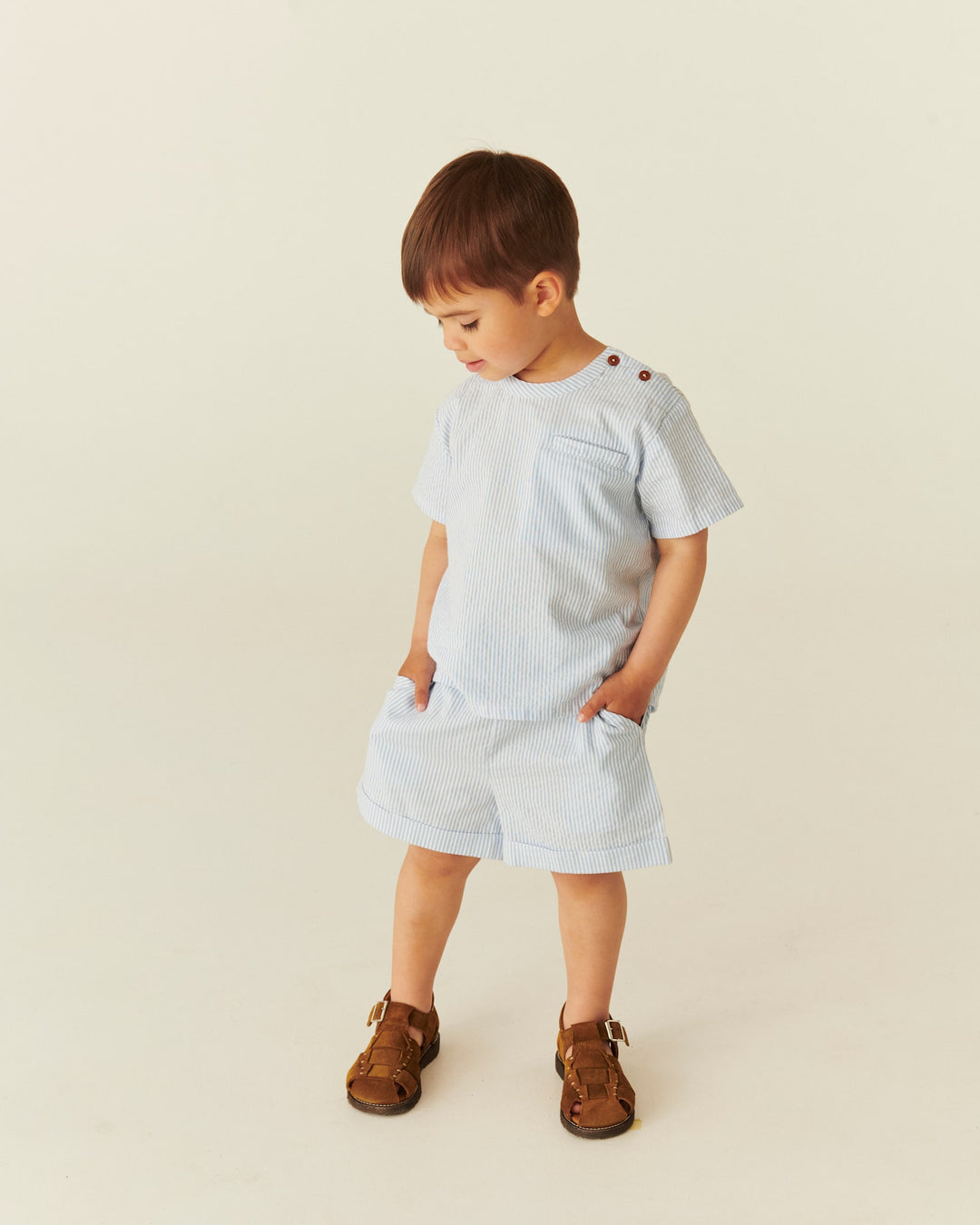 BÆK OG BØLGE SHORTS - SKY BLUE W CREAM STRIPE