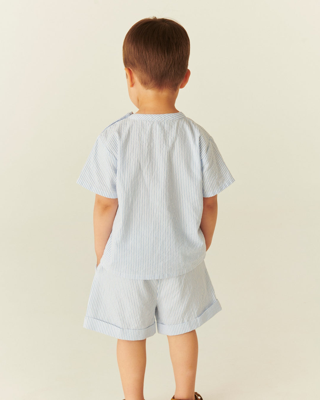 BÆK OG BØLGE SHORTS - SKY BLUE W CREAM STRIPE