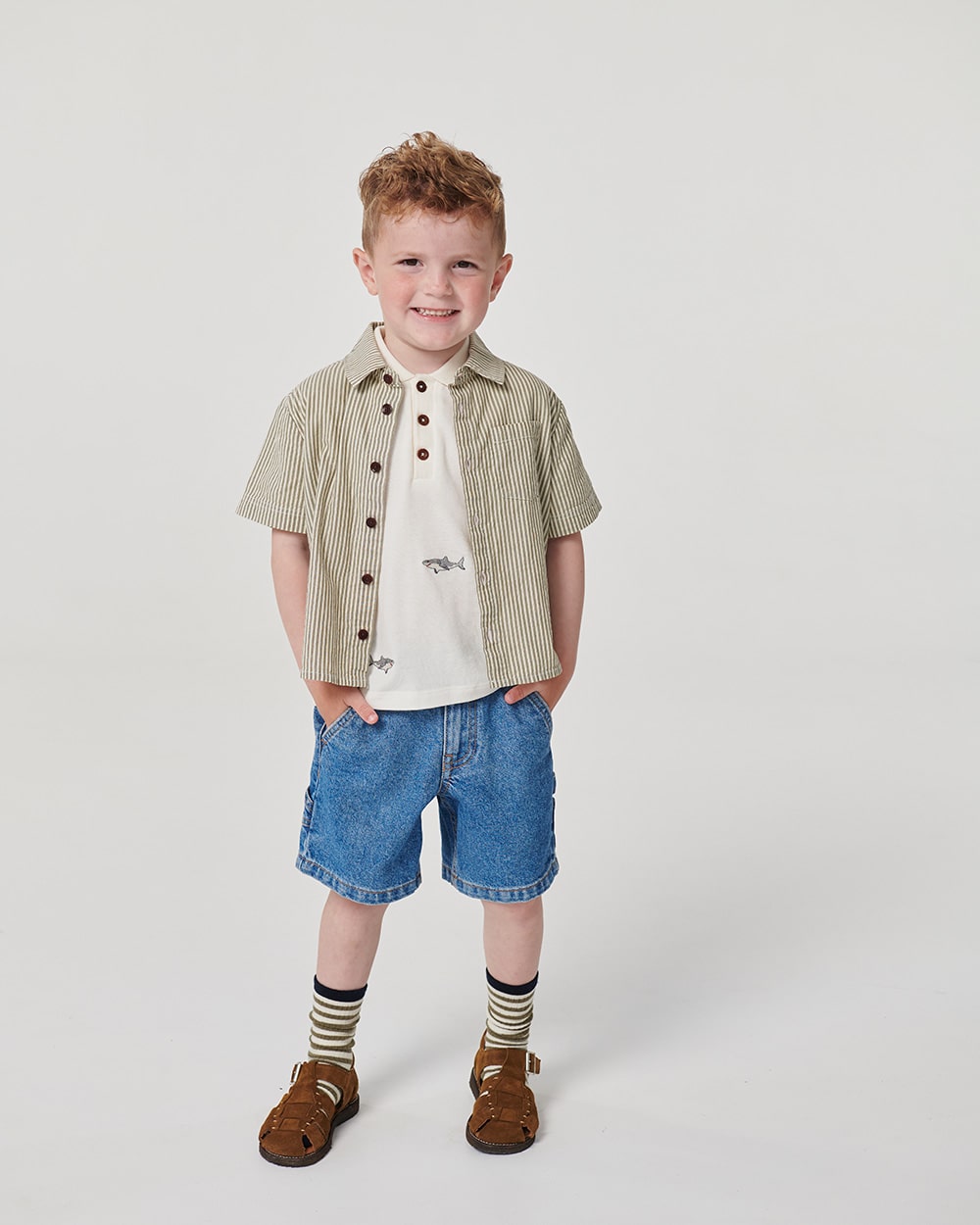 Denim Cargo Shorts - Indigo Blue Washed