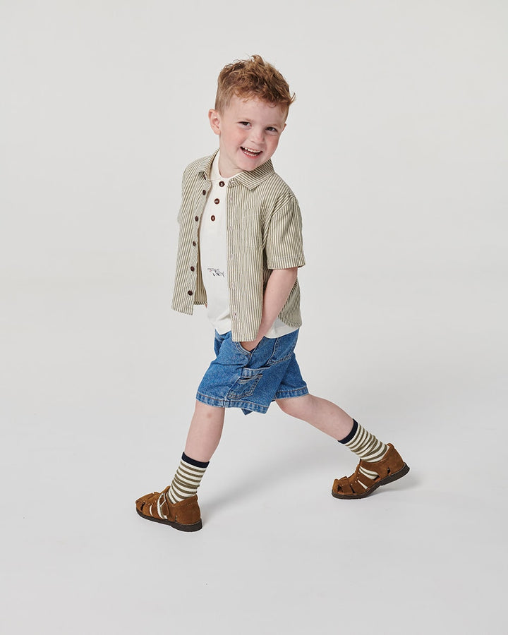 Denim Cargo Shorts - Indigo Blue Washed