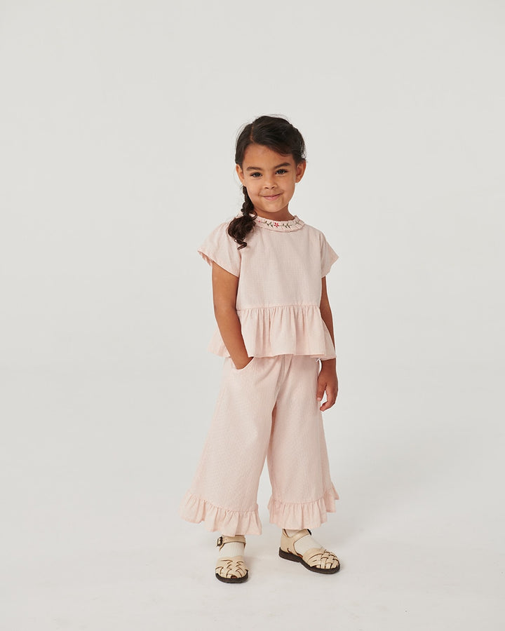 Bukser m. flæse i 3/4 længde - Dusty Rose