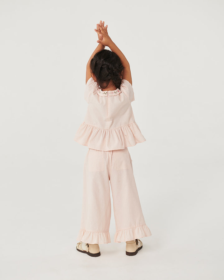 Bukser m. flæse i 3/4 længde - Dusty Rose