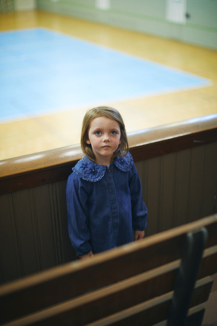 LET DENIM BLUSE M. BRODERI - LT DENIM BLUE